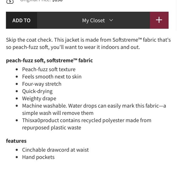 Lululemon Softstreme Cinch-Waist Jacket
Smoked Spruce size 8 - Picture 9 of 9